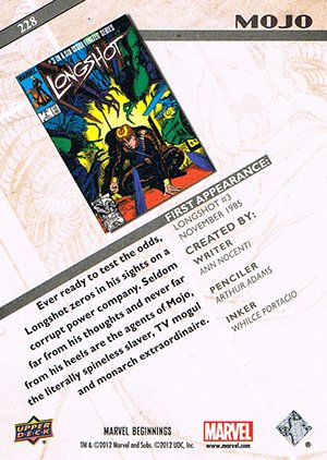 Upper Deck Marvel Beginnings Series II Base Card 228 Mojo