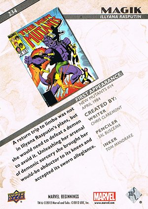 Upper Deck Marvel Beginnings Series II Base Card 234 Magik