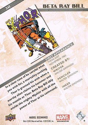 Upper Deck Marvel Beginnings Series II Base Card 241 Beta Ray Bill