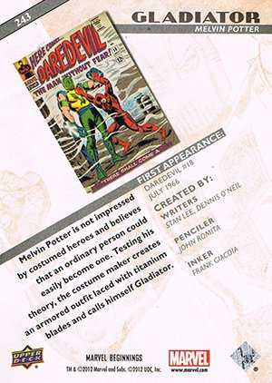 Upper Deck Marvel Beginnings Series II Base Card 243 Gladiator
