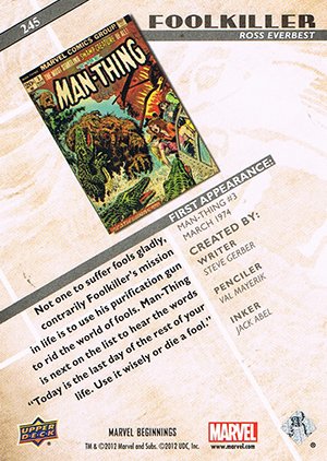 Upper Deck Marvel Beginnings Series II Base Card 245 Foolkiller