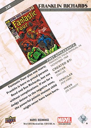 Upper Deck Marvel Beginnings Series II Base Card 248 Franklin Richards
