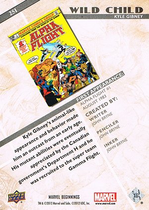 Upper Deck Marvel Beginnings Series II Base Card 251 Wild Child