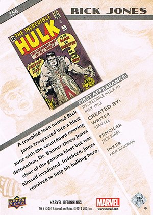 Upper Deck Marvel Beginnings Series II Base Card 256 Rick Jones