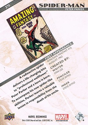 Upper Deck Marvel Beginnings Series II Base Card 275 Spider-Man