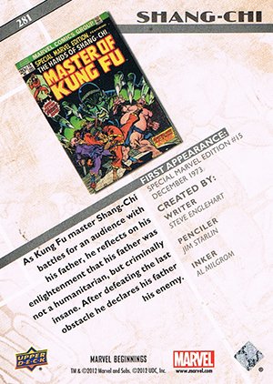 Upper Deck Marvel Beginnings Series II Base Card 281 Shang-Chi