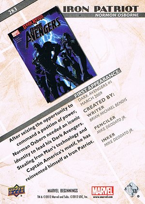 Upper Deck Marvel Beginnings Series II Base Card 283 Iron Patriot