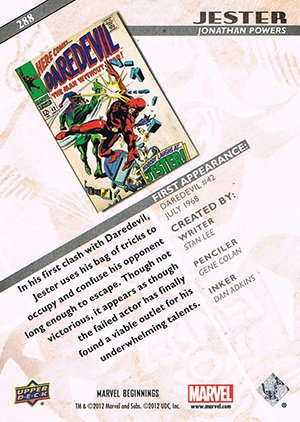 Upper Deck Marvel Beginnings Series II Base Card 288 Jester