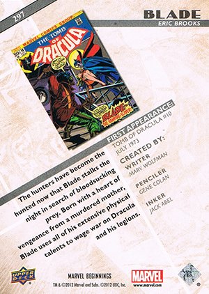 Upper Deck Marvel Beginnings Series II Base Card 297 Blade