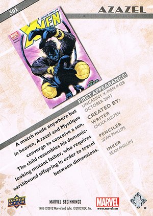 Upper Deck Marvel Beginnings Series II Base Card 301 Azazel