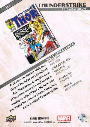 Upper Deck Marvel Beginnings Series II Base Card 313 Thunderstrike
