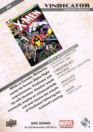 Upper Deck Marvel Beginnings Series II Base Card 316 Vindicator