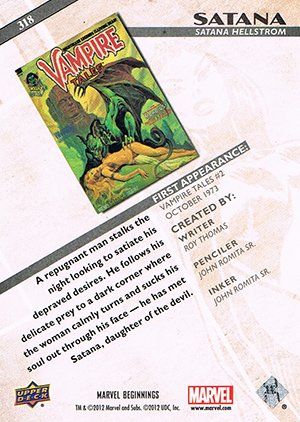 Upper Deck Marvel Beginnings Series II Base Card 318 Satana