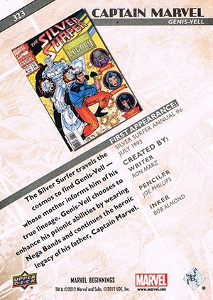 Upper Deck Marvel Beginnings Series II Base Card 323 Captain Marvel
