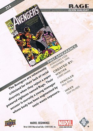 Upper Deck Marvel Beginnings Series II Base Card 324 Rage