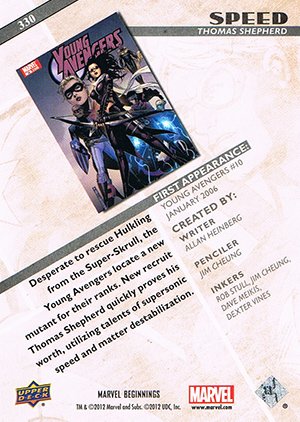 Upper Deck Marvel Beginnings Series II Base Card 330 Speed