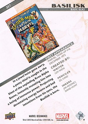 Upper Deck Marvel Beginnings Series II Base Card 357 Basilisk