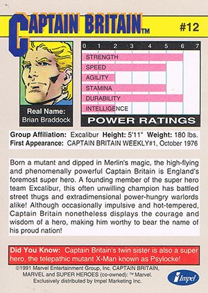 Impel Marvel Universe II Base Card 12 Captain Britain