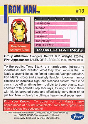 Impel Marvel Universe II Base Card 13 Iron Man