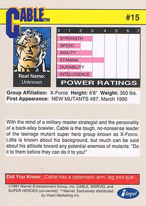 Impel Marvel Universe II Base Card 15 Cable