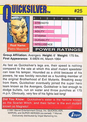 Impel Marvel Universe II Base Card 25 Quicksilver