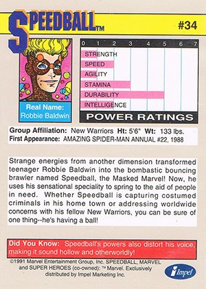 Impel Marvel Universe II Base Card 34 Speedball