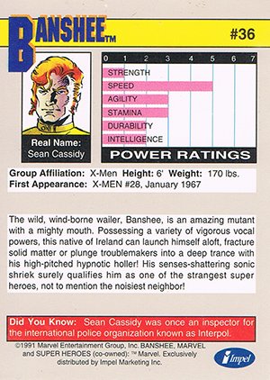 Impel Marvel Universe II Base Card 36 Banshee