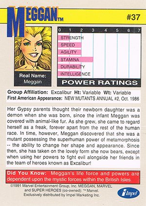 Impel Marvel Universe II Base Card 37 Meggan