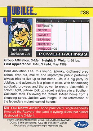 Impel Marvel Universe II Base Card 38 Jubilee