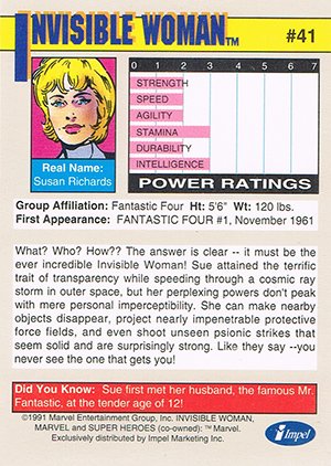 Impel Marvel Universe II Base Card 41 Invisible Woman