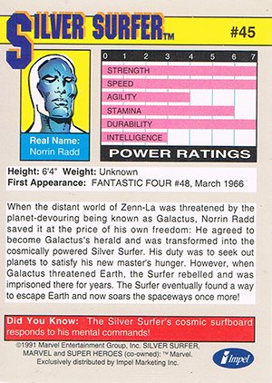 Impel Marvel Universe II Base Card 45 Silver Surfer