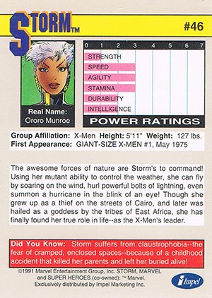 Impel Marvel Universe II Base Card 46 Storm