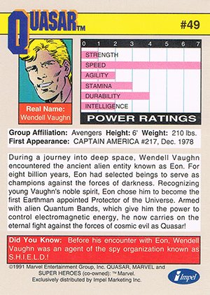 Impel Marvel Universe II Base Card 49 Quasar