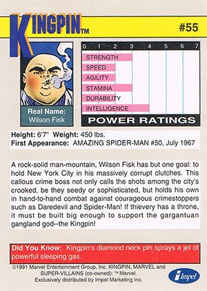 Impel Marvel Universe II Base Card 55 Kingpin