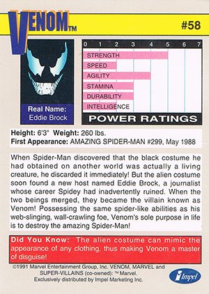 Impel Marvel Universe II Base Card 58 Venom