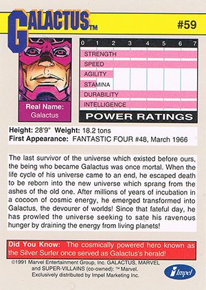 Impel Marvel Universe II Base Card 59 Galactus