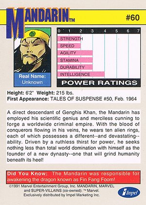 Impel Marvel Universe II Base Card 60 Mandarin