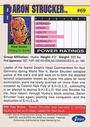 Impel Marvel Universe II Base Card 69 Baron Strucker