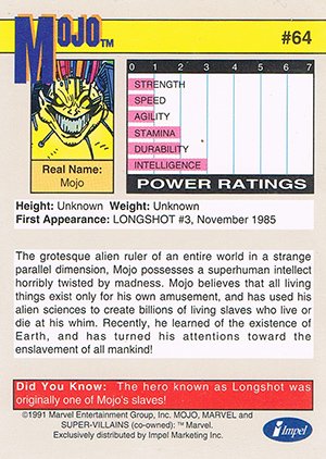 Impel Marvel Universe II Base Card 64 Mojo