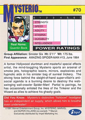 Impel Marvel Universe II Base Card 70 Mysterio