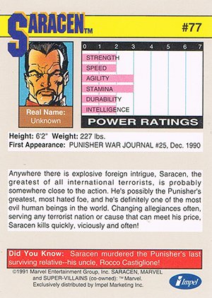 Impel Marvel Universe II Base Card 77 Saracen