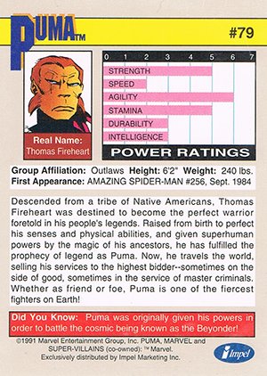 Impel Marvel Universe II Base Card 79 Puma