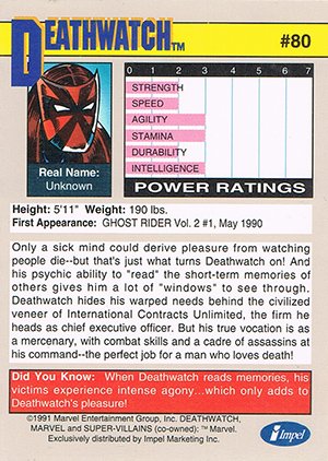 Impel Marvel Universe II Base Card 80 Deathwatch