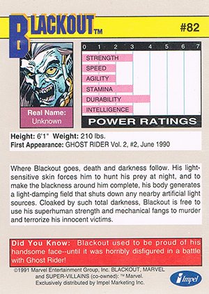 Impel Marvel Universe II Base Card 82 Blackout