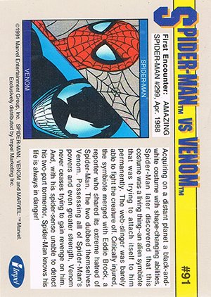 Impel Marvel Universe II Base Card 91 Spider-Man vs. Venom