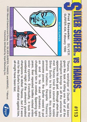 Impel Marvel Universe II Base Card 113 Silver Surfer vs. Thanos