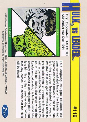 Impel Marvel Universe II Base Card 119 Hulk vs. Leader