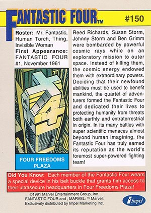 Impel Marvel Universe II Base Card 150 Fantastic Four