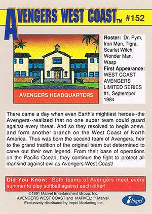Impel Marvel Universe II Base Card 152 Avengers West Coast