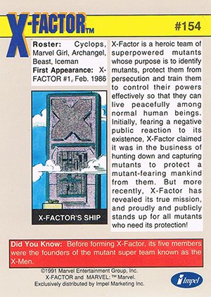 Impel Marvel Universe II Base Card 154 X-Factor